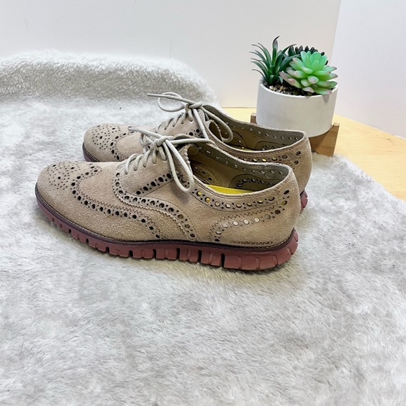Cole Hann | Zerogrand Tan Suede Wingtip Oxford Men's Size 9.5 - Picture 3 of 14